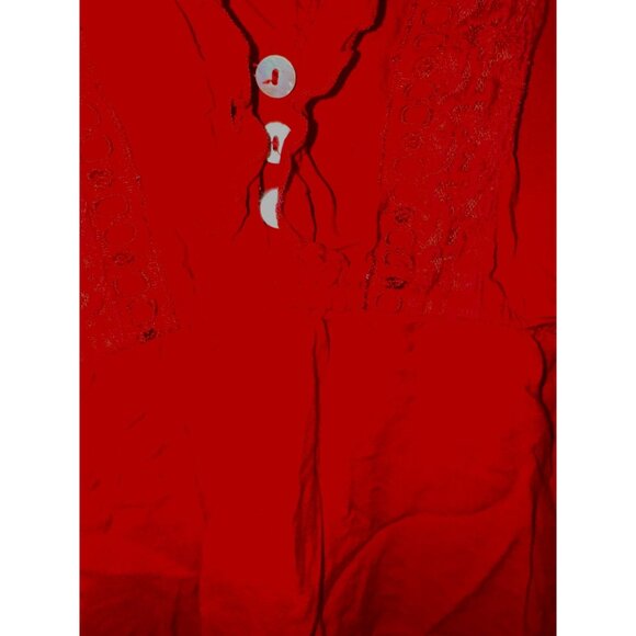 Forever 21+ Red Ruffle-Trim Lace Detail Sleeveless Tunic Top 2X - Picture 3 of 6